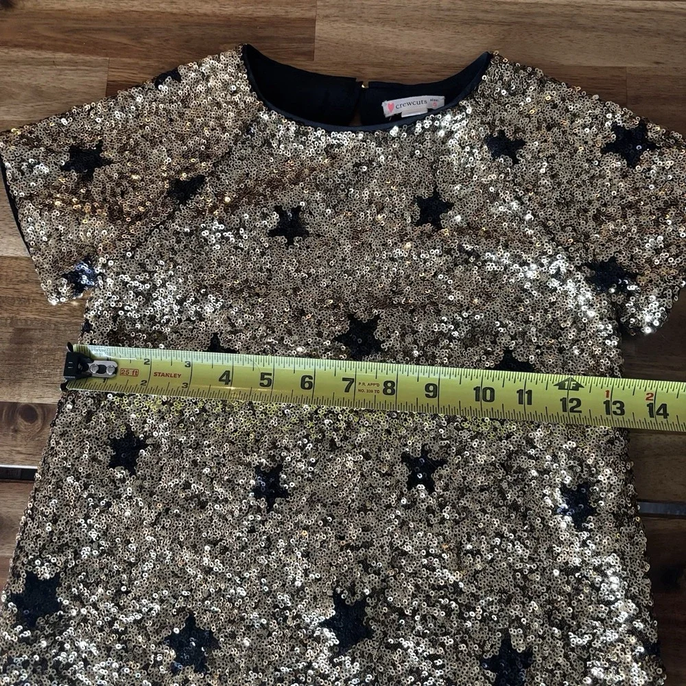 J. Crew CREWCUTS Girls Sequin Stars Short Sleeve Shift Dress Size 5 Preppy Party